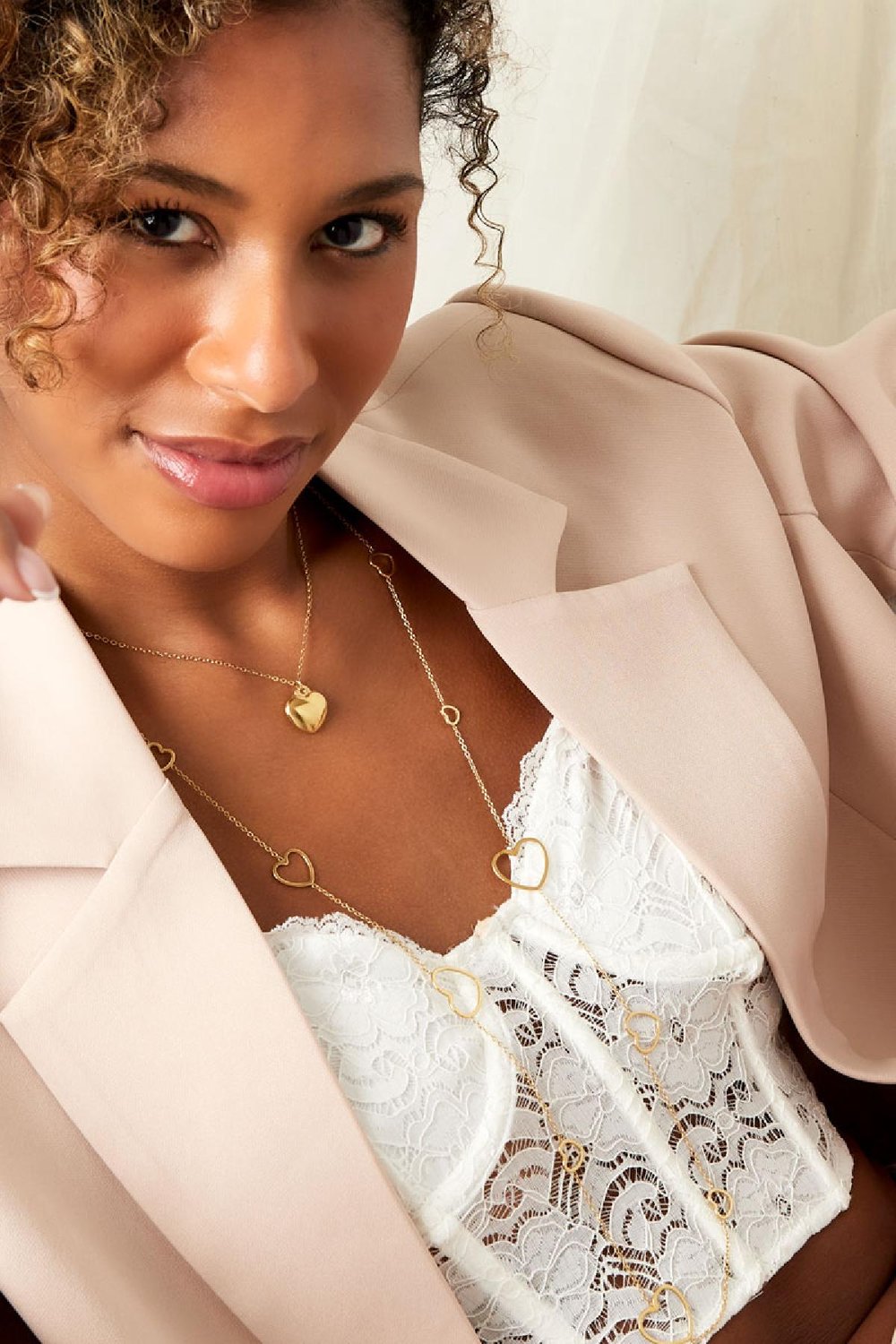 Long chain hearts Silver Color Stainless Steel h5Picture4